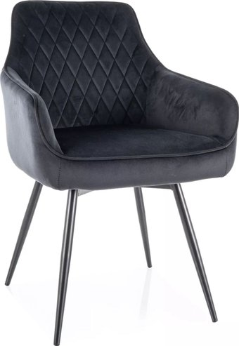 Стул с подлокотниками Signal Marlo Velvet Bluvel 19 (черный/черный)