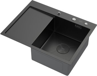 Кухонная мойка ARFEKA ECO AR 650*500 R POP-UP BLACK PVD NANO