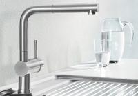 Смеситель Blanko LINUS-S нержавейка рычаг слева