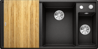 Мойка из силгр. Blanco AXIA III 6 S черный чаша справа, разделочный столик ясень