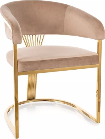 Стул с подлокотниками Signal Crown Velvet Bluvel 28 (бежевый/золотой)