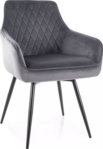 Стул с подлокотниками Signal Marlo Velvet Bluvel 14 (серый/черный)