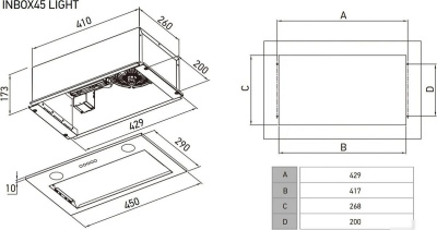 Кухонная вытяжка Meferi INBOX45WH Light