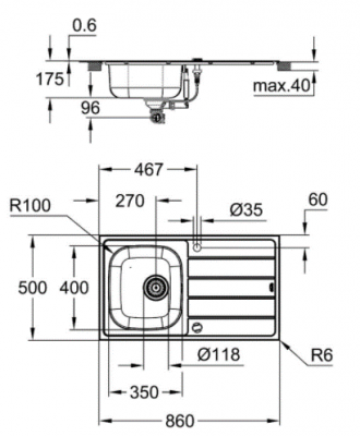 Grohe K200 Набор с  мойкой из нержавеющей стали + смеситель Bau