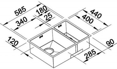 Мойка из нерж. стали Blanco ZEROX 340/180-U (чаша справа) зеркальная полировка