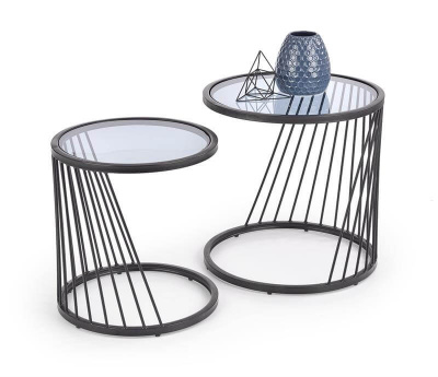 Комплект HALMAR ANTILLA (2 стола журнальных) дымчатый/черный