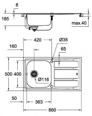 Кухонная мойка Grohe K400 (31566SD0)
