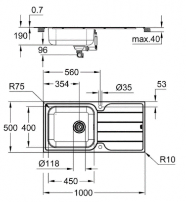 Grohe K300 Мойка из нержавеющей стали