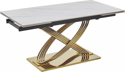 Кухонный стол Signal Hermes II 160-240/90 (эффект белого мрамора/золотой)