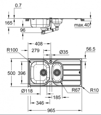 Grohe K300 Мойка из нержавеющей стали