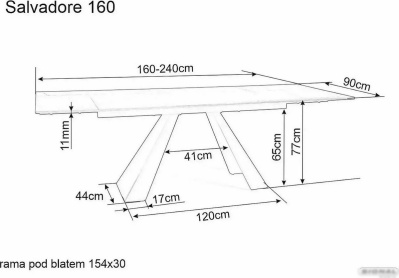 Кухонный стол Signal Salvadore ceramic 160-240/90 (бежевый onice oro/черный мат)