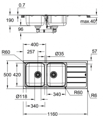 Grohe K500  Мойка из нержавеющей стали
