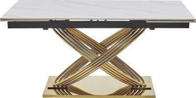 Кухонный стол Signal Hermes II 160-240/90 (эффект белого мрамора/золотой)