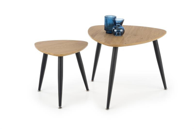 Комплект HALMAR NICEA 2 (2 стола журнальных) дуб золотой/черный