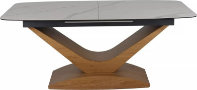 Кухонный стол Signal Dolce ceramic statuario venato 180-240/95/76 (белый/дуб)