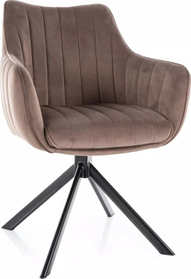 Стул с подлокотниками Signal Azalia Velvet Bluvel 38 (капучино/черный)