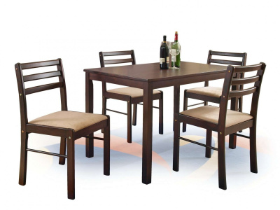 Комплект HALMAR NEW STARTER (стол+ 4 стула) эспрессо, 110/70/75