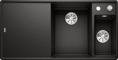Мойка из силгр. Blanco AXIA III 6 S-F черный (чаша справа), доска стекло