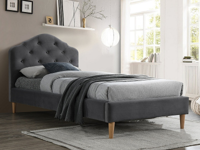 Кровать SIGNAL CHLOE VELVET BLUVEL 14 серый/дуб, 90/200 New