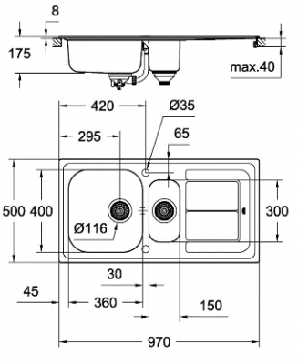 Grohe K300 Мойка из нержавеющей стали
