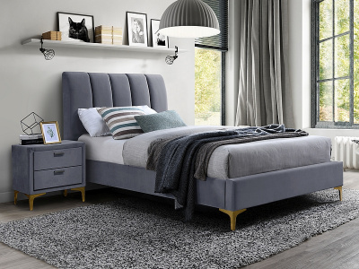 Кровать SIGNAL MIRAGE VELVET TAP. 142 серый/золотой, 90/200 New