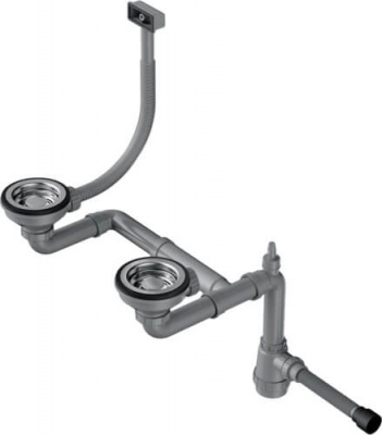 Арматура для одночашевых моек со скрытым переливом WK-1,5-S-IN. нерж. сталь