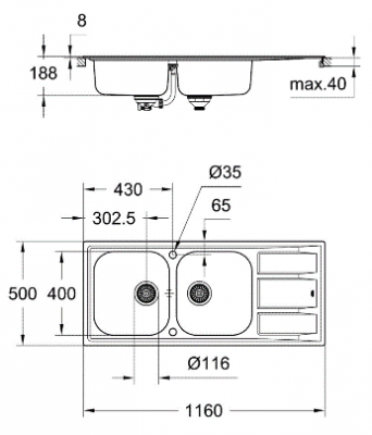 Grohe K400 Мойка из нержавеющей стали