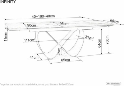 Кухонный стол Signal Infinity ceramic 160-240/95 (бежевый taj mahal/медный)