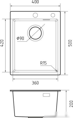Кухонная мойка GranFest Metal нержавеющая сталь AISI 304 GF-4050 серебро