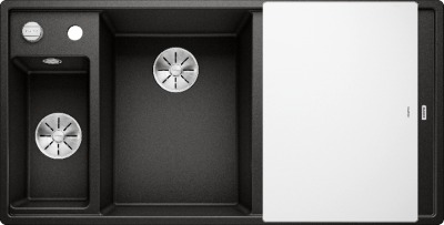 Мойка из силгр. Blanco AXIA III 6 S черный чаша слева, доска стекло