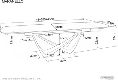 Кухонный стол Signal Maranello 200-290/98 (белый pandoro/медный)