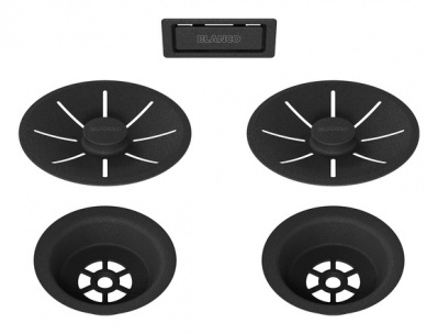 Отводная арматура BLANCO InFino с переливом черный матовый (две чаши)